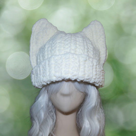 Cat ear hat white